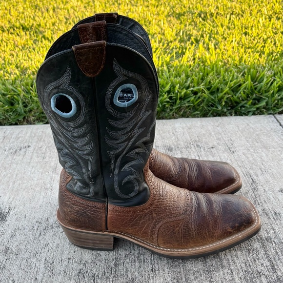 Ariat Heritage Roughstock Men’s Brown Leather Wide Square Toe Boots 13D 10014024 - Picture 6 of 16